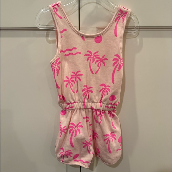 Zara Other - Zara Plush Palm Tree Jumpsuit Romper Hot Pink Tangerine Toddler Girls 3-4T